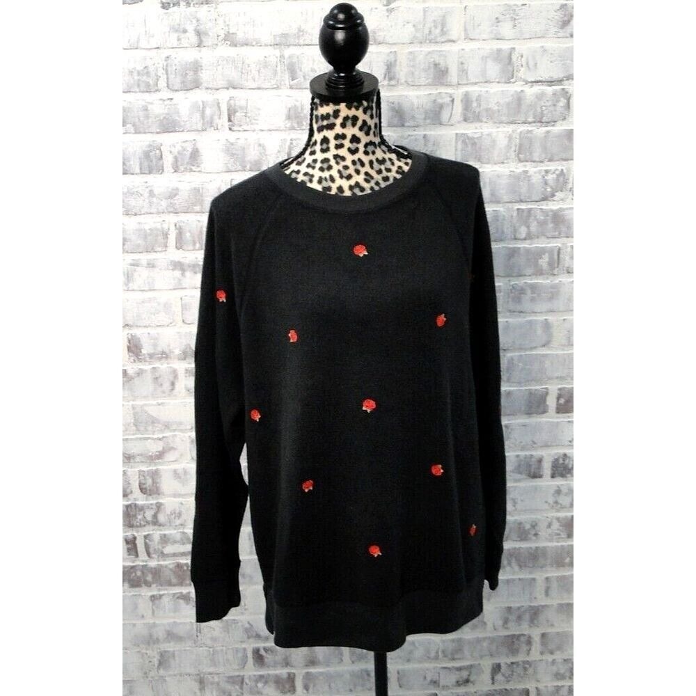 Victorias Secret Pink Sweater Medium Pullover Sweatshirt‎ Embroidered Roses